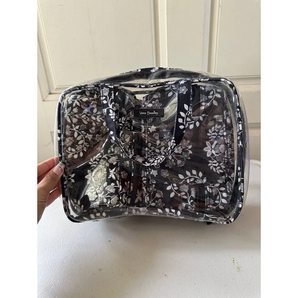 Vera Bradley Quilted Paisley Noir 4-Piece Travel Cosmetic Toiletry Organizer